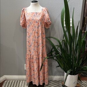 ASOS Design Orange & Blue Floral Maxi Dress 6